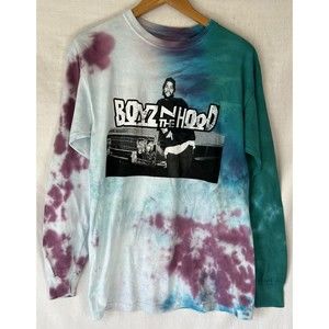BOYZ N THE HOOD ICE CUBE Long Sleeve T-Shirt Size Small Tie Dye Purple Blue